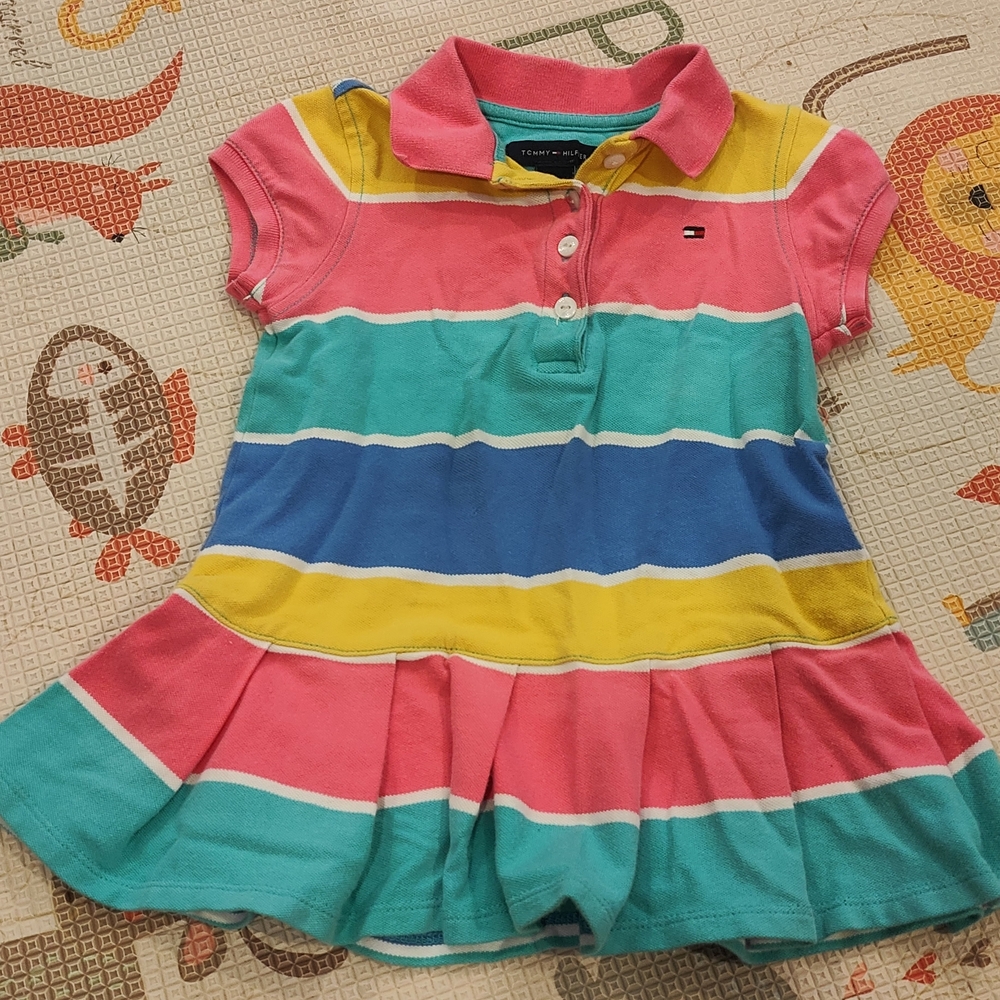 Tommy Hilfiger Kids Striped Polo Dress - Pink, Blue, Yellow